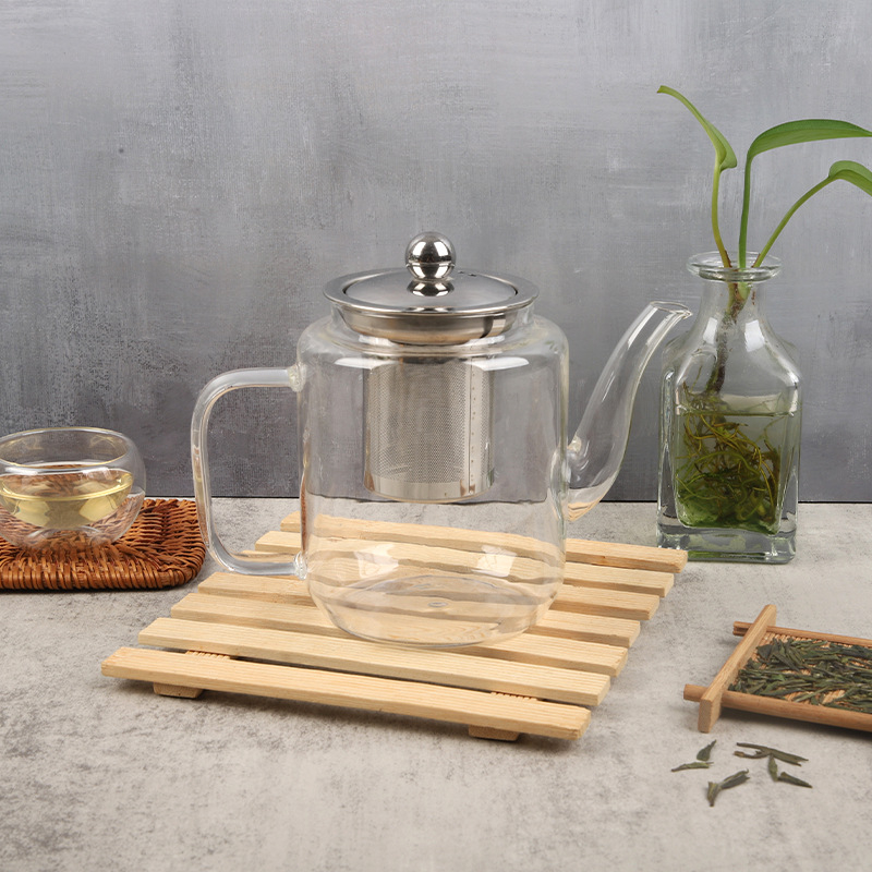 Ceainic din sticlă rezistentă la temperaturi înalte, cu separare ceai-apă, 600 ml, pentru uz casnic, design modern și elegant, potrivit pentru fierberea ceaiului pe flacără directă