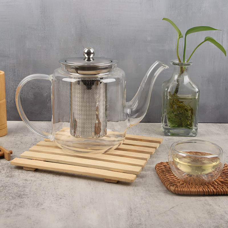 Ceainic din sticlă rezistentă la temperaturi înalte, cu separare ceai-apă, 600 ml, pentru uz casnic, design modern și elegant, potrivit pentru fierberea ceaiului pe flacără directă