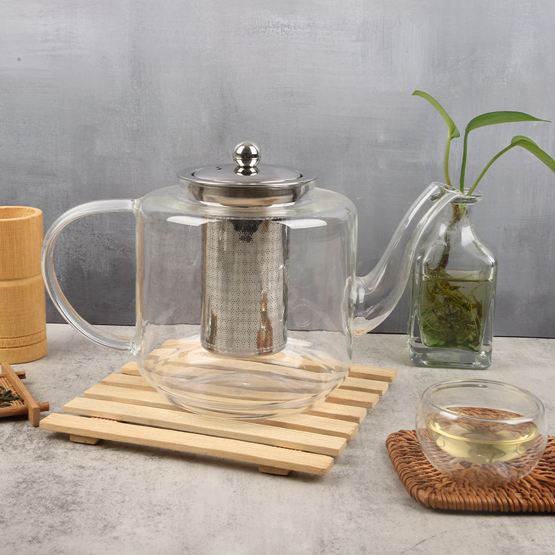 Ceainic din sticlă rezistentă la temperaturi înalte, cu separare ceai-apă, 600 ml, pentru uz casnic, design modern și elegant, potrivit pentru fierberea ceaiului pe flacără directă