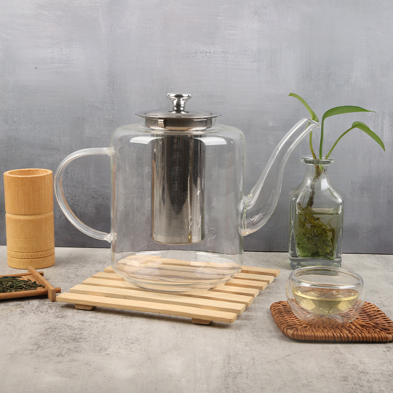 Ceainic din sticlă rezistentă la temperaturi înalte, cu separare ceai-apă, 600 ml, pentru uz casnic, design modern și elegant, potrivit pentru fierberea ceaiului pe flacără directă