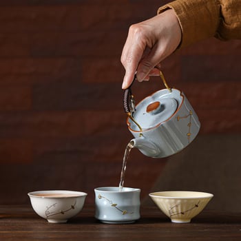 Set de ceai din cinci cuptoare celebre, cu ceașă gazdă – set ceramic în cutie cadou, cadou practic pentru zile de naștere și mutări