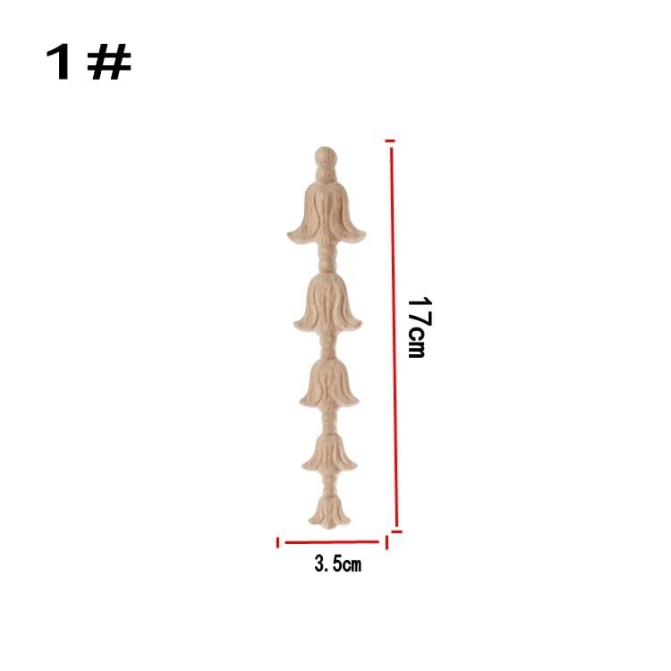 Decorațiuni din lemn în stil european, decupaje din lemn masiv de rubberwood, motiv floral de colț, floare mică verticală și bandă lungă de flori