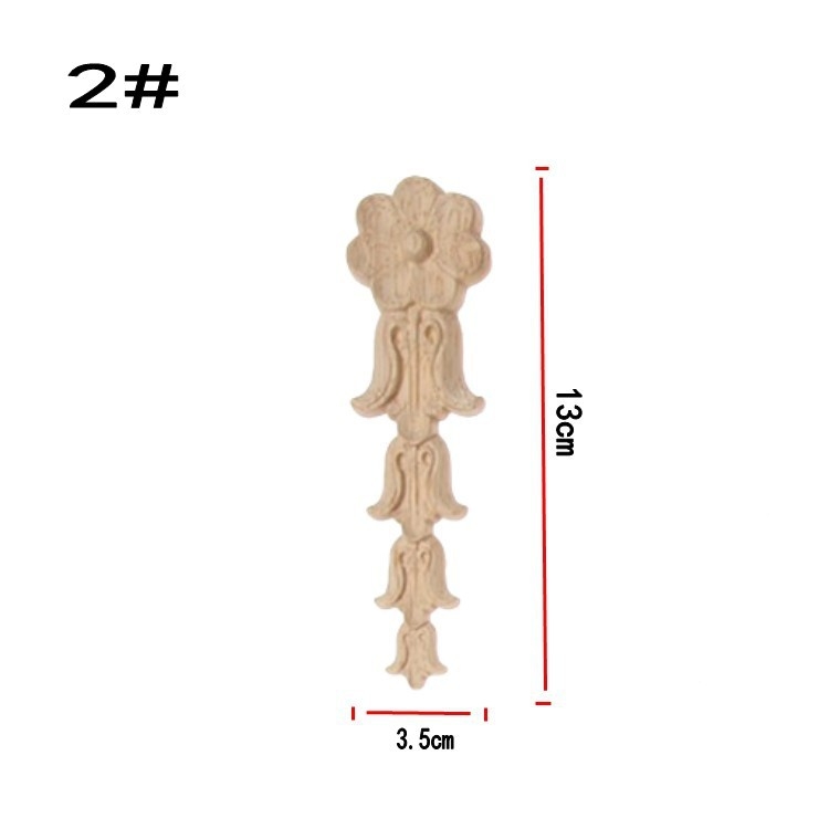 Decorațiuni din lemn în stil european, decupaje din lemn masiv de rubberwood, motiv floral de colț, floare mică verticală și bandă lungă de flori