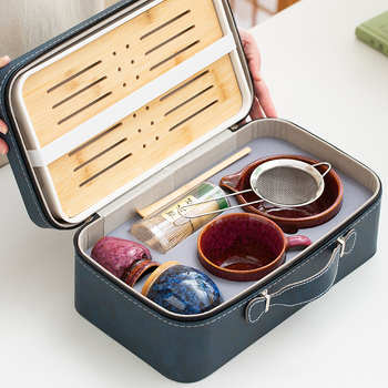 Set Yakiware pentru matcha: bol pentru matcha, tel de amestec, ceașcă și set de depozitare