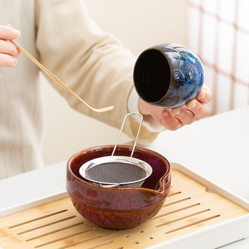 Set Yakiware pentru matcha: bol pentru matcha, tel de amestec, ceașcă și set de depozitare