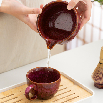 Set Yakiware pentru matcha: bol pentru matcha, tel de amestec, ceașcă și set de depozitare