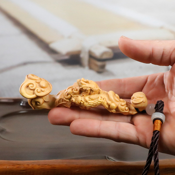 Piesă de sculptură din boxwood în stil Ruyi, ornament de birou — artă în lemn