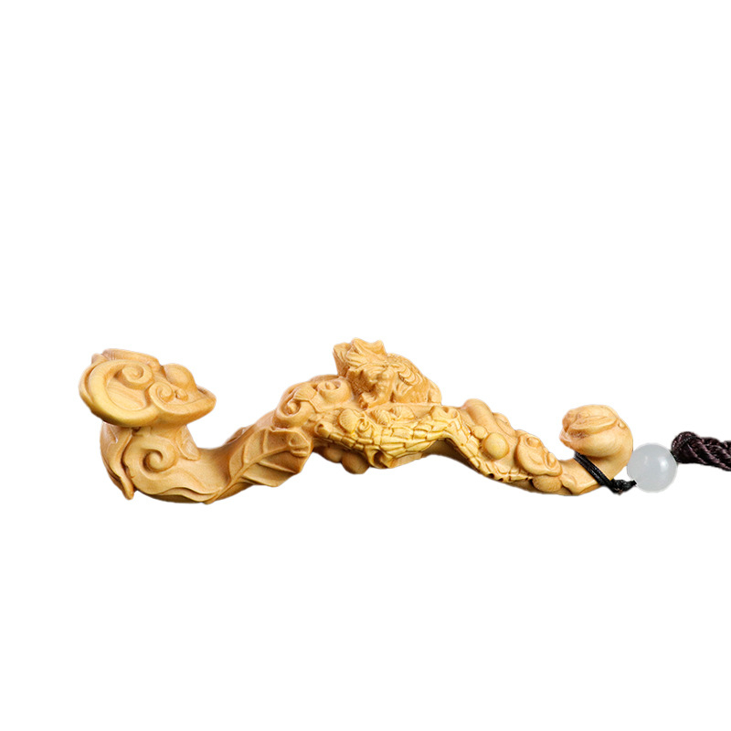 Piesă de sculptură din boxwood în stil Ruyi, ornament de birou — artă în lemn