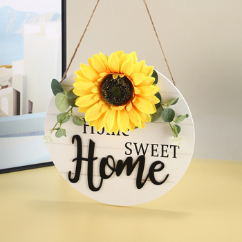 Semn circular din lemn cu mesaj de bun venit pentru decorul casei, plăcuță de ușă de agățat