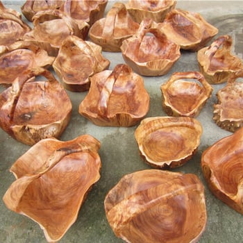 Cos de fructe din lemn masiv cu sculptură în rădăcină, bol de fructe natural din lemn, decor pentru living