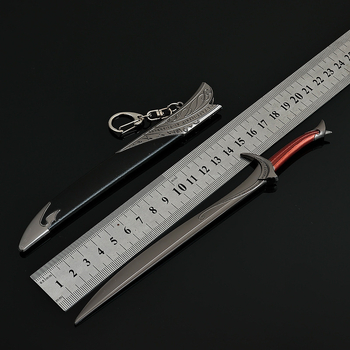 Sabie decorativă din metal inspirată de Stăpânul Inelelor, 22 cm, cu teacă, model ornamental