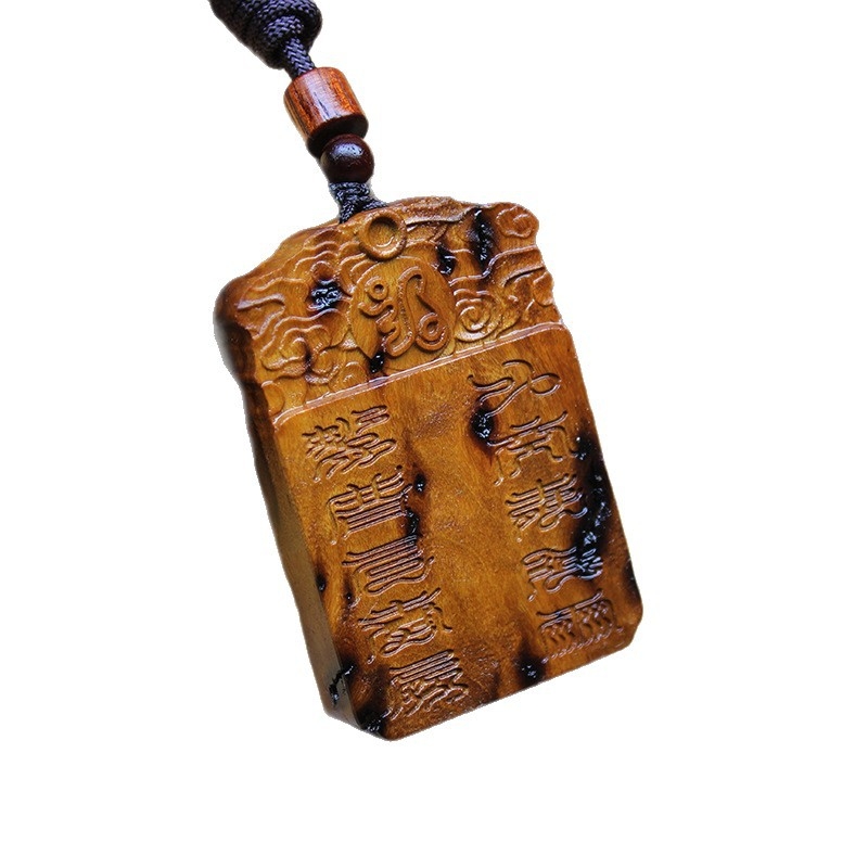 Lemn de jujube: ornament suspendat în formă de cruce, cu plăcuță din lemn și token, accesoriu portabil