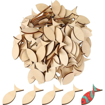 50 bucăți forme de pește din lemn, forme naturale de creaturi marine pentru proiecte DIY de artă, bucăți decorative din lemn