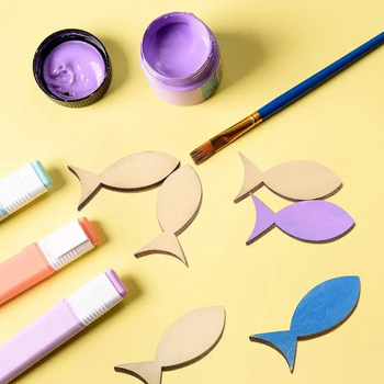 50 bucăți forme de pește din lemn, forme naturale de creaturi marine pentru proiecte DIY de artă, bucăți decorative din lemn