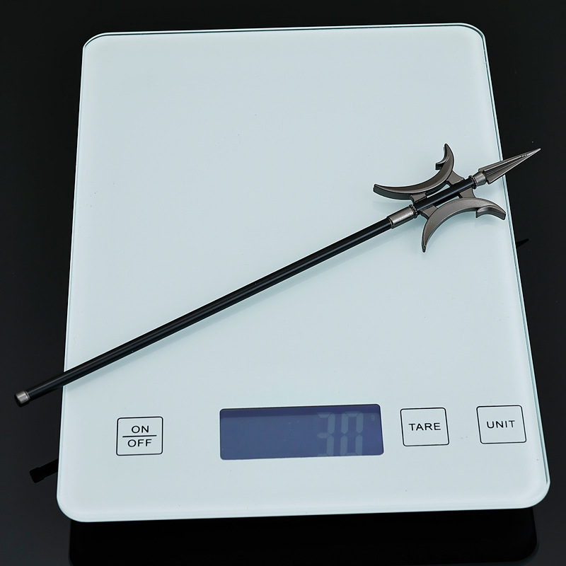 Ornament decorativ din metal Fangtian Halberd, temă Xue Dingshan, 22 cm