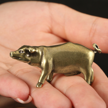Purcel din alamă solid, animal de ceai pentru birou, decor de masă, zodie Porc, cadou pentru anul nașterii