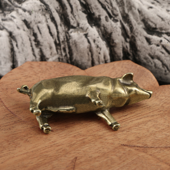 Purcel din alamă solid, animal de ceai pentru birou, decor de masă, zodie Porc, cadou pentru anul nașterii