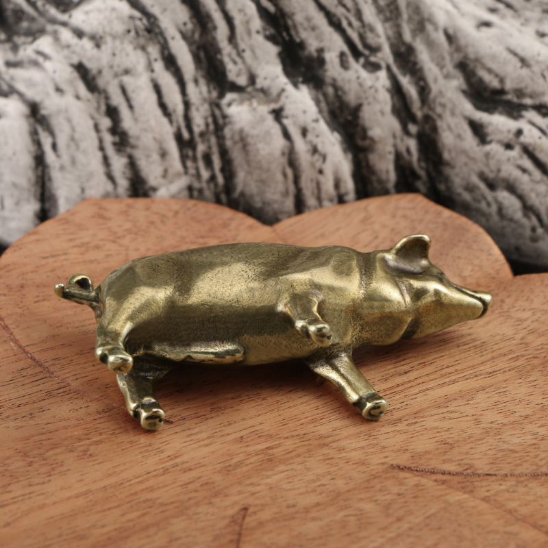 Purcel din alamă solid, animal de ceai pentru birou, decor de masă, zodie Porc, cadou pentru anul nașterii