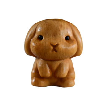 Câine zodiac din lemn de thuja, figură drăguță pentru casă