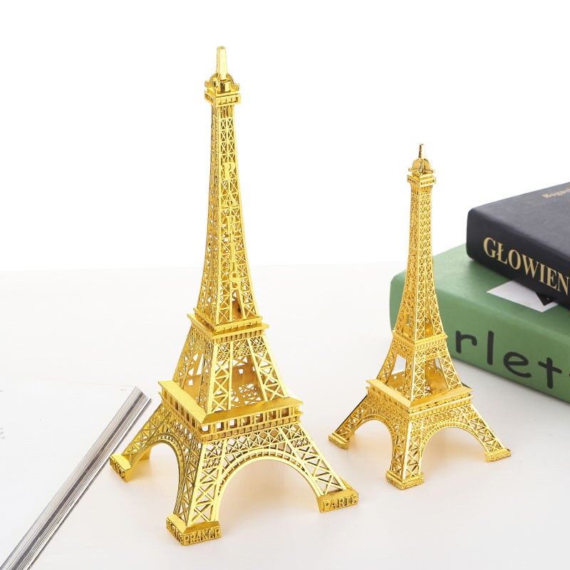 Model aurit Turnul Eiffel din Paris – decor metalic creativ pentru locuință în stil european