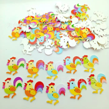 Nasturi din lemn cu cocoș, design desen animat, accesorii DIY, 50 buc.