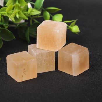 Piatră naturală marocană din ghips translucid – ornament cub și specimen mineral