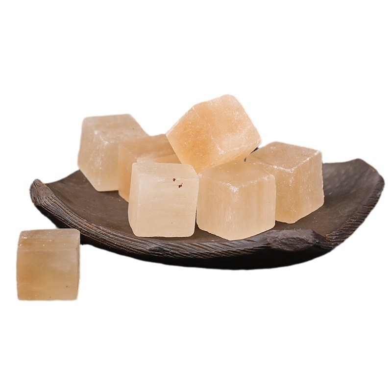 Piatră naturală marocană din ghips translucid – ornament cub și specimen mineral