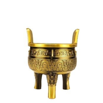 Ornament tripod din cupru, gravat, turnat și lustruit