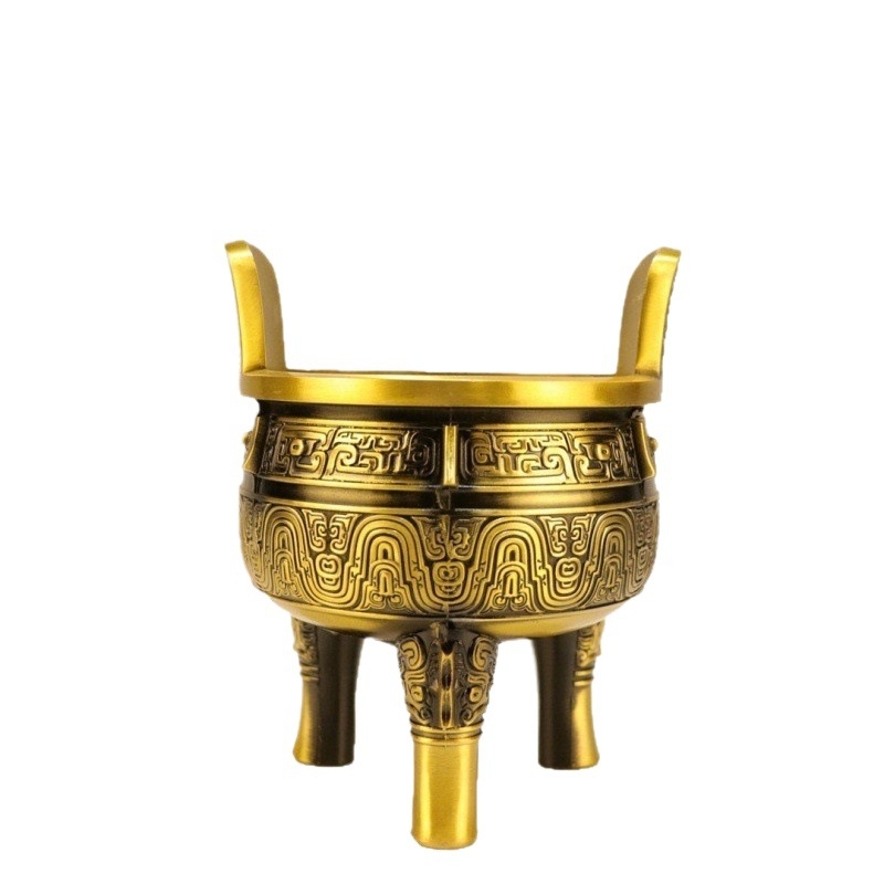 Ornament tripod din cupru, gravat, turnat și lustruit