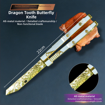 Trojuholníkový Z Action Dragon Tooth Butterfly, 22 cm ozdoba s výkyvnou čepeľou, kovová zberateľská zbraň
