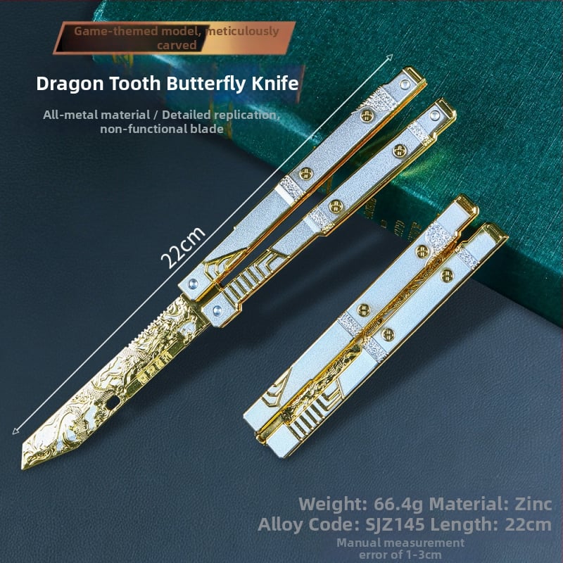 Trojuholníkový Z Action Dragon Tooth Butterfly, 22 cm ozdoba s výkyvnou čepeľou, kovová zberateľská zbraň