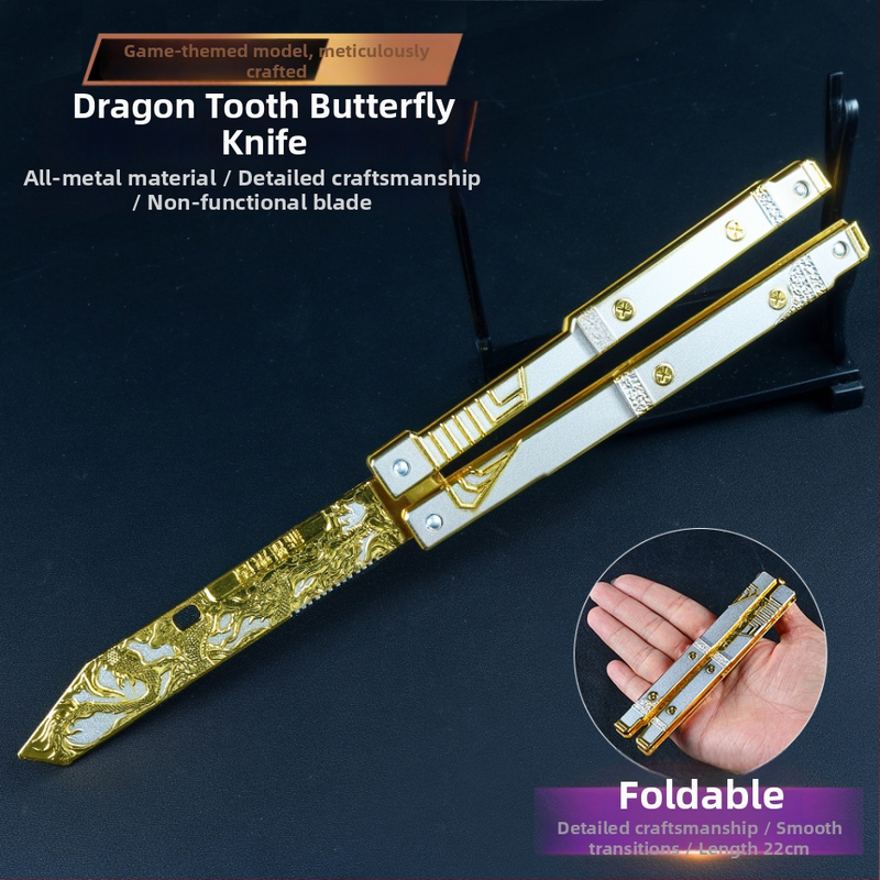 Trojuholníkový Z Action Dragon Tooth Butterfly, 22 cm ozdoba s výkyvnou čepeľou, kovová zberateľská zbraň