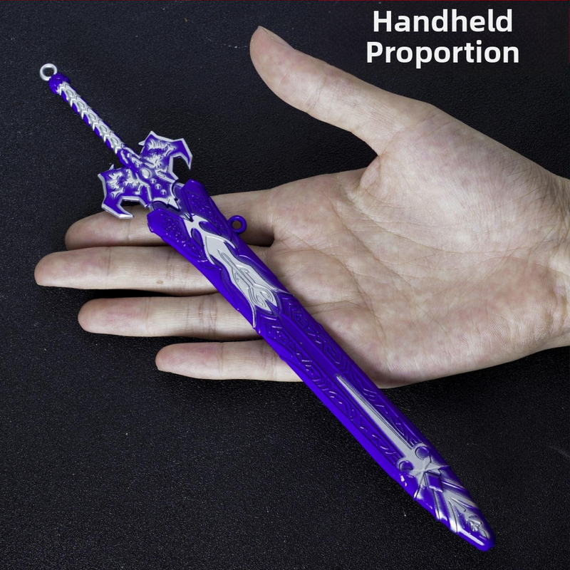 22 cm Longwei Magický meč - ozdoba z liatiny, replika anime zbrane inšpirovaná Božím a Démonickým mečom