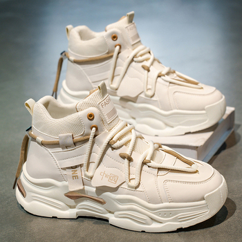 Pantofi sport bărbați de înaltă siluetă pentru iarna 2025, design original de nișă, casual-sport cu talpă groasă pentru creșterea înălțimii, partea superioară din piele, dad sneakers