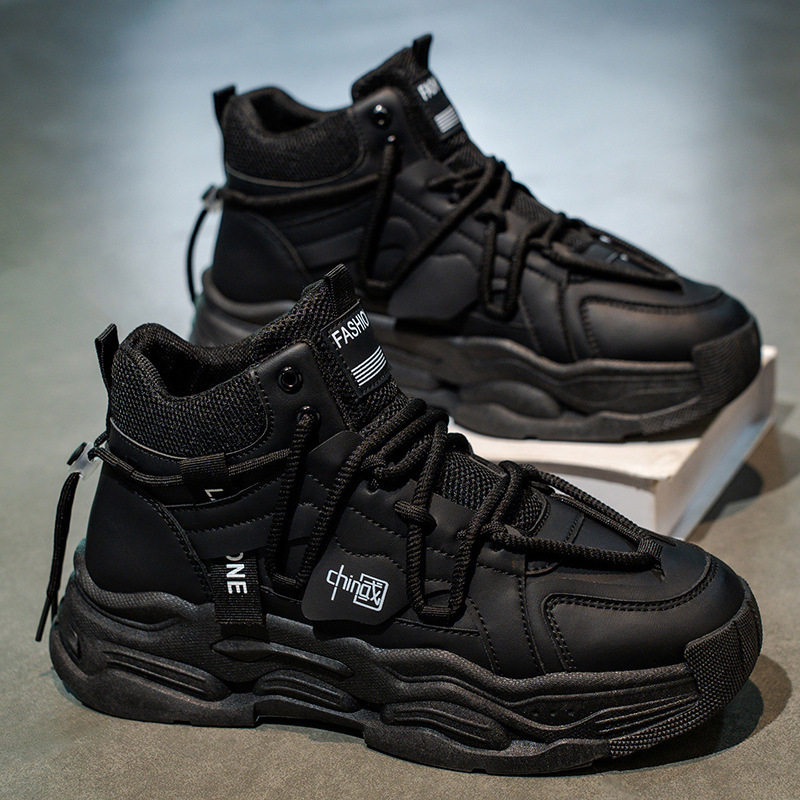 Pantofi sport bărbați de înaltă siluetă pentru iarna 2025, design original de nișă, casual-sport cu talpă groasă pentru creșterea înălțimii, partea superioară din piele, dad sneakers
