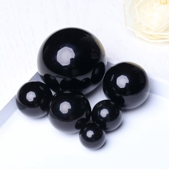 Sferă naturală de obsidian, minge decorativă neagră, fără găuri