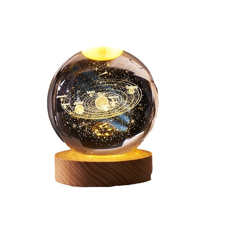 Sferă de cristal luminată cu cer înstelat, veioză de birou decorativă, cadou de ziua de naștere pentru bărbați și femei