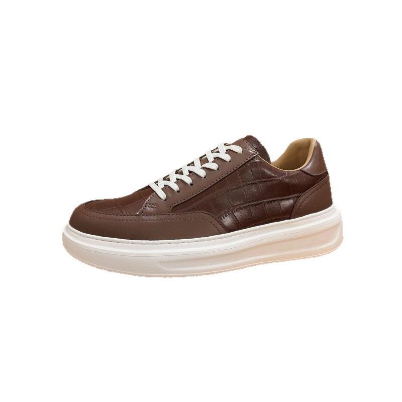 Pantofi sport din piele naturală cu model crocodil, tenisi casual pentru bărbați, talpă cu platformă