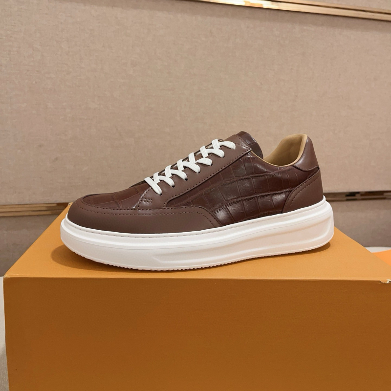 Pantofi sport din piele naturală cu model crocodil, tenisi casual pentru bărbați, talpă cu platformă