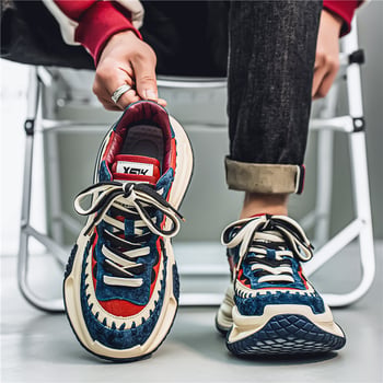 Pantofi bărbați — Model nou 2025, încălțăminte sport-casual, talpă groasă, rezistentă, design cu blocuri de culoare