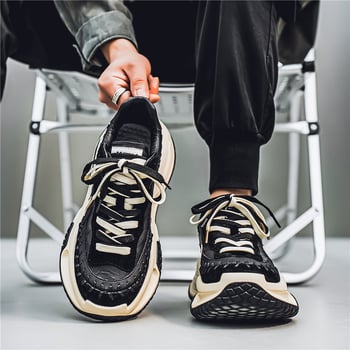 Pantofi bărbați — Model nou 2025, încălțăminte sport-casual, talpă groasă, rezistentă, design cu blocuri de culoare