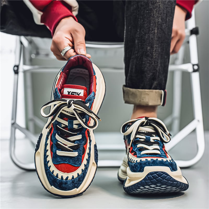 Pantofi bărbați — Model nou 2025, încălțăminte sport-casual, talpă groasă, rezistentă, design cu blocuri de culoare