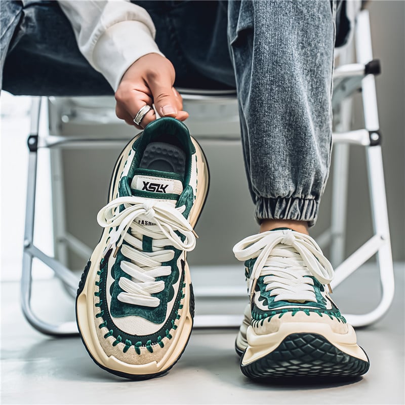 Pantofi bărbați — Model nou 2025, încălțăminte sport-casual, talpă groasă, rezistentă, design cu blocuri de culoare