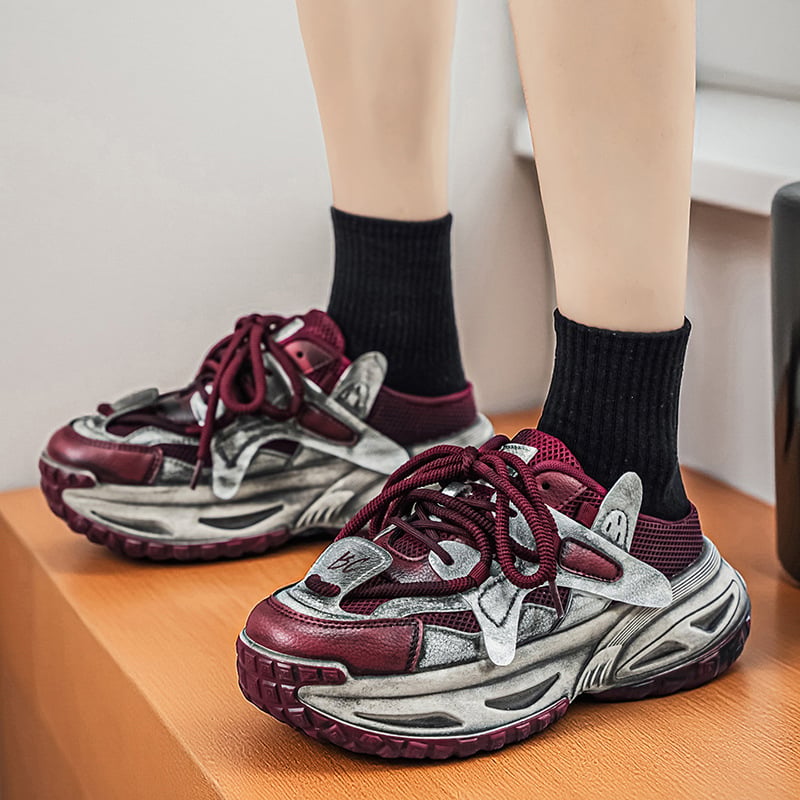 Pantofi sport de bărbați cu platformă, talpă groasă, ușori, design color-block, casual pentru primăvară-vară-toamnă