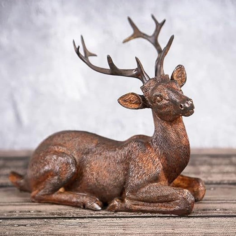 Ren din rășină, așezat – ornament decorativ pentru birou și grădină, cadou de afaceri ideal