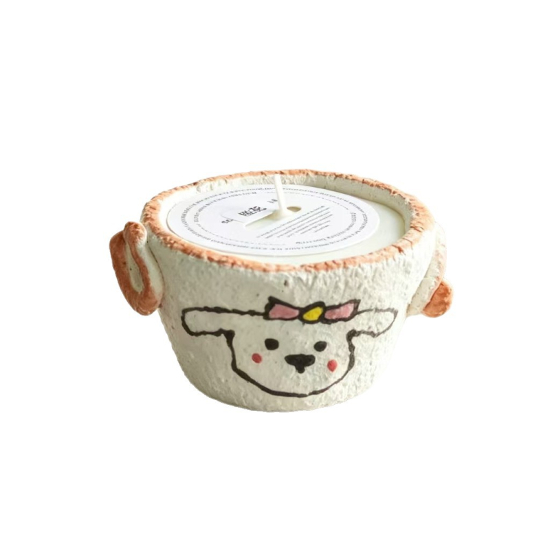 Căniță ceramică pentru lumânare cu două urechi, decor drăguț pentru dormitor, aromă de lungă durată, cadou