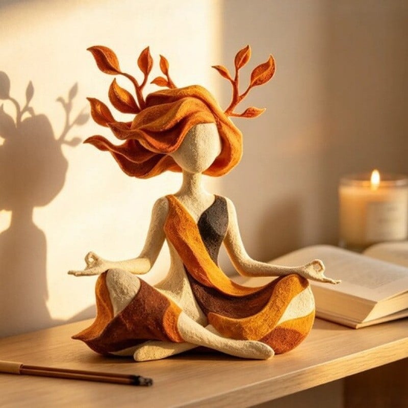 Statuie din rășină a unei fete care practică yoga pentru decor de casă, figurină decorativă elegantă