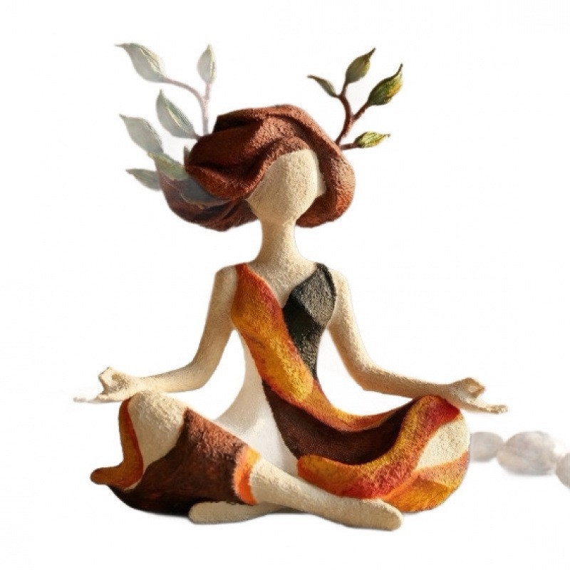 Statuie din rășină a unei fete care practică yoga pentru decor de casă, figurină decorativă elegantă