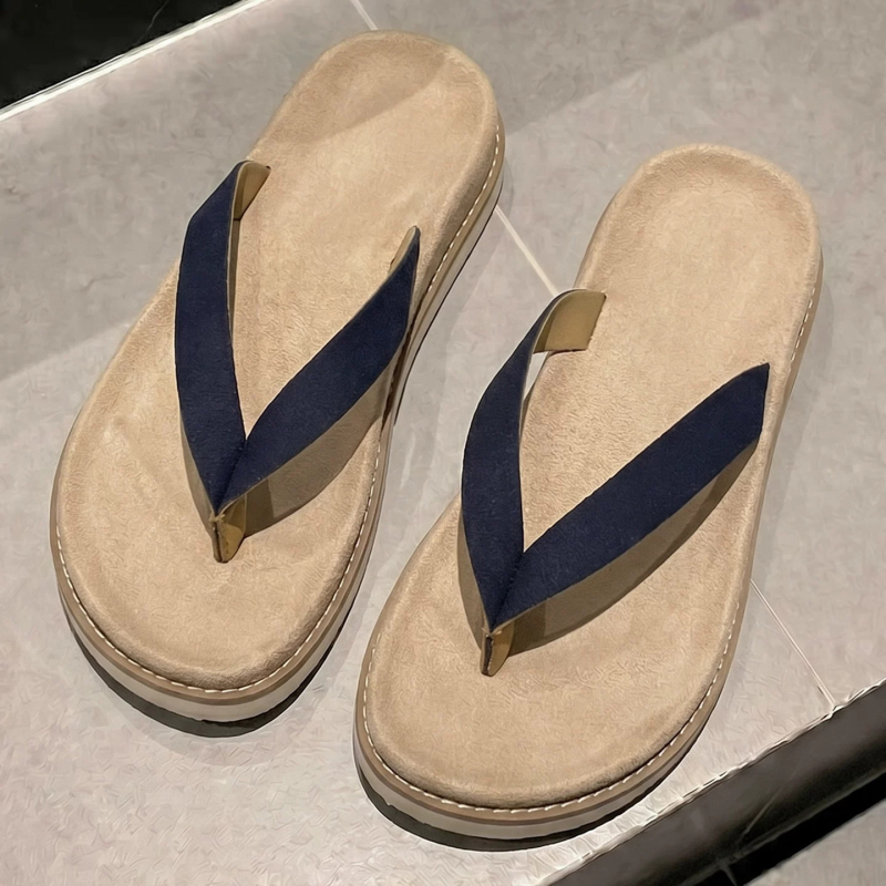 Muške japanke u stilu Old Money, ljeto 2026, protuklizne, sandale za plažu od mekane velur kože