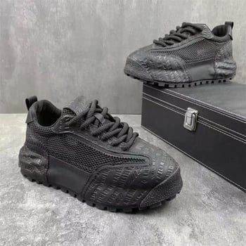 Adidași bărbați din plasă, casual, primăvara 2025, încălțăminte cu talpă groasă, stil tată